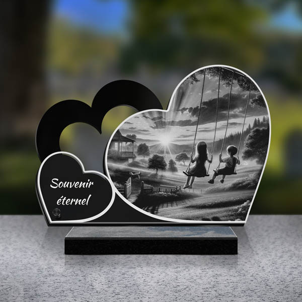 plaque funéraire double cœur enfants