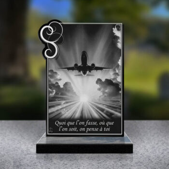 plaque funéraire cœur avion