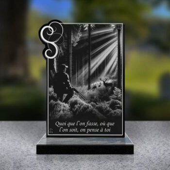 plaque funéraire cœur chasse
