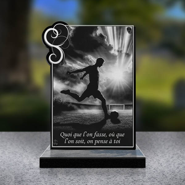 plaque funéraire cœur football
