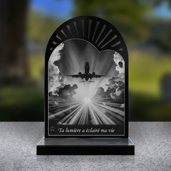 plaque funéraire cœur avion