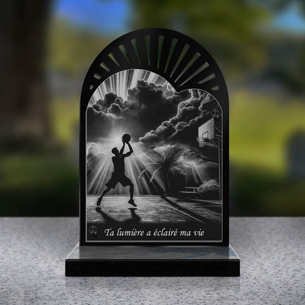 plaque funéraire double cœur basket