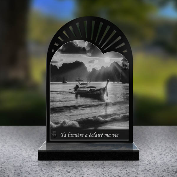 plaque funéraire cœur bateau