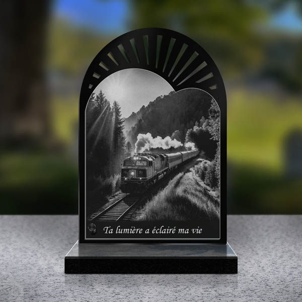 plaque funéraire cœur train