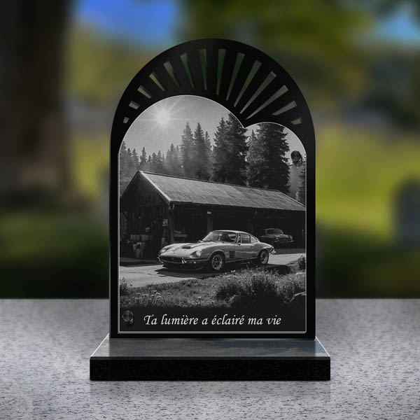 plaque funéraire cœur voiture