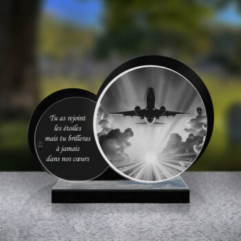 plaque funéraire feuille avion