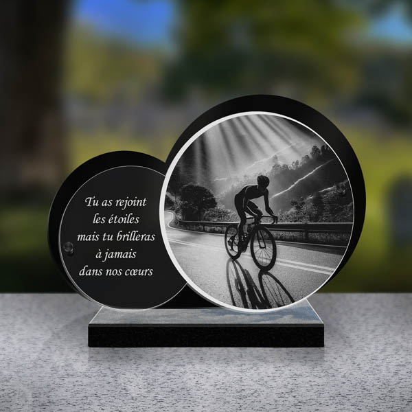 plaque funéraire feuille cyclisme