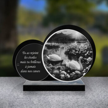 plaque funéraire feuille cygnes