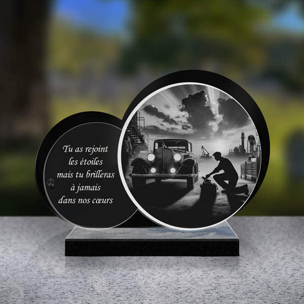 plaque funéraire feuille mecanicien