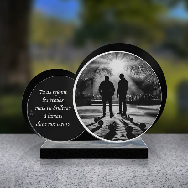 plaque funéraire feuille pétanque