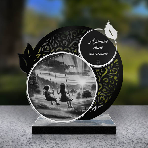 plaque funéraire feuille enfants
