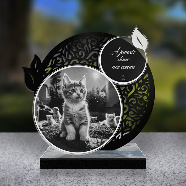 plaque funéraire feuille chaton