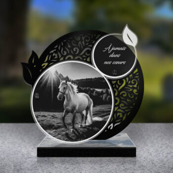 plaque funéraire feuille cheval