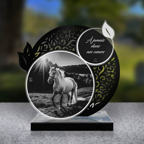 plaque funéraire feuille cheval
