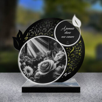 plaque funéraire feuille rose