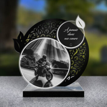 plaque funéraire feuille motard