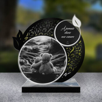 plaque funéraire feuille ours en peluche