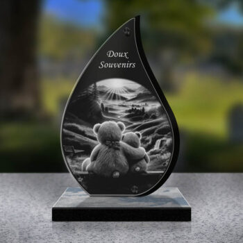 plaque funéraire ours en peluche