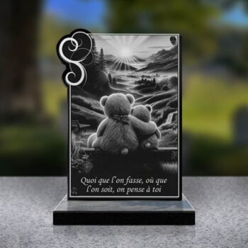 plaque funéraire rectangle ourson