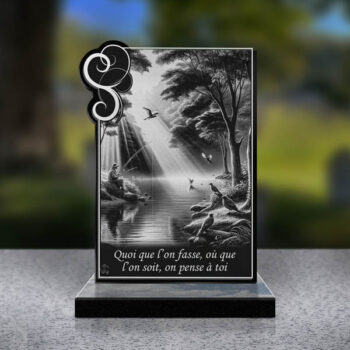 plaque funéraire rectangle pêche
