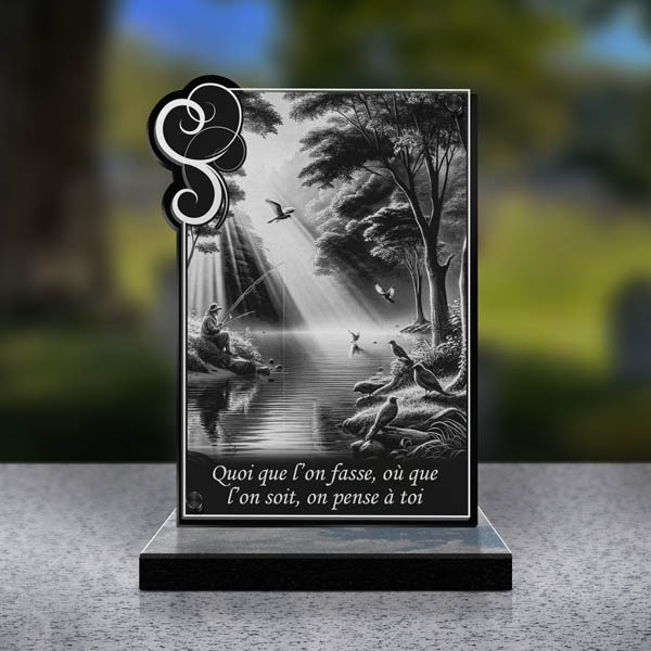 plaque funéraire rectangle pêche