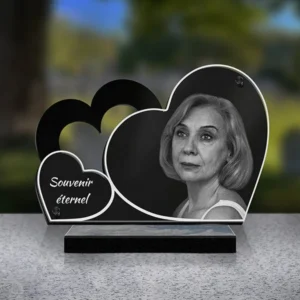 plaque funéraire double coeur