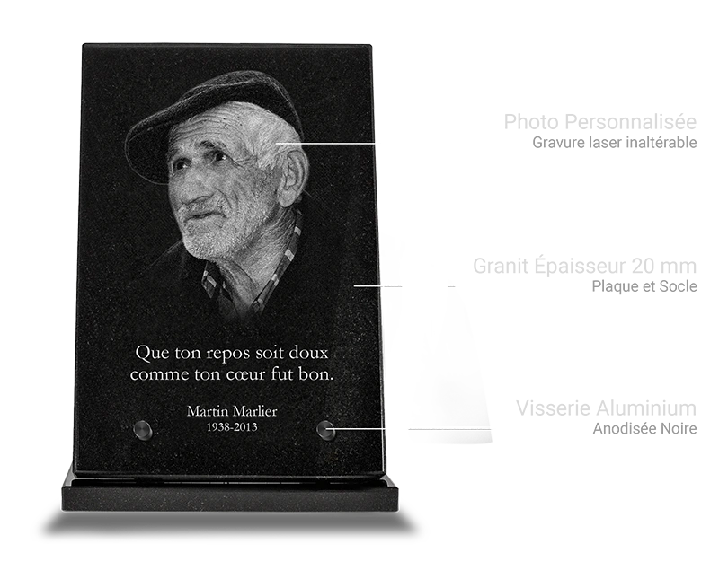 plaque funéraire granit schéma