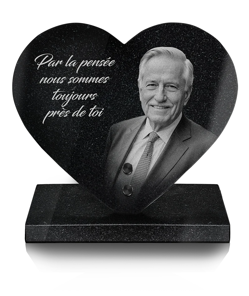Plaque funéraire Coeur Granit
