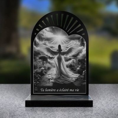 plaque funéraire cœur ange